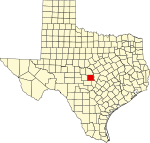 Map of Texas highlighting Llano County